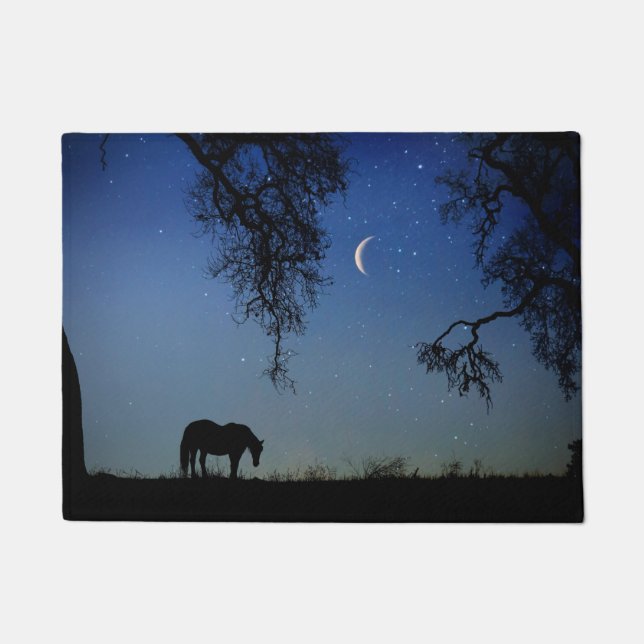Paillasson Joli Cheval et chêne Arbre Lune Mat (Devant)