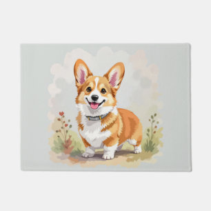 Paillasson Joli chien Corgi Pembroke Gallois Rouge