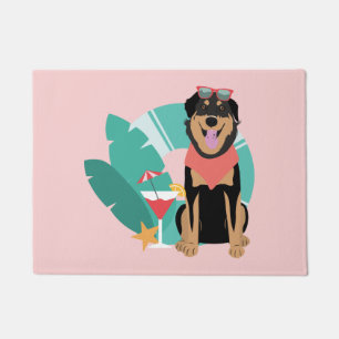 Paillasson Joli chien d'été avec lunettes de soleil