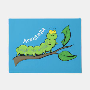 Paillasson Joli dessin animé de chenille verte mignonne