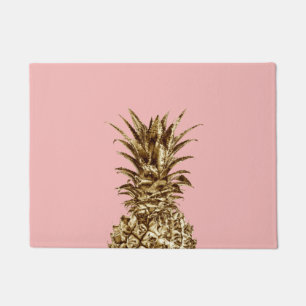 Paillasson Joli élégant or girly & ananas rose pastel