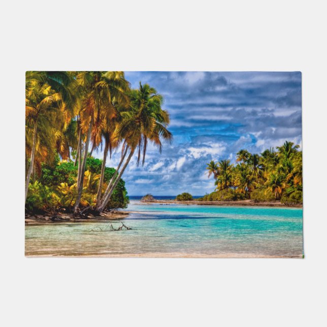 Paillasson Joli été Hawaiian Beach Aquarelle (Devant)