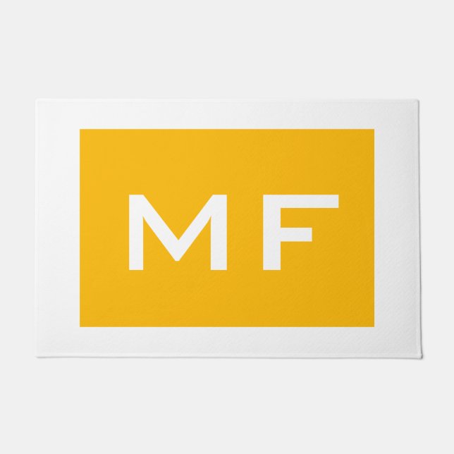 Paillasson Joli Monogramme Jaune Blanc Votre Nom (Devant)