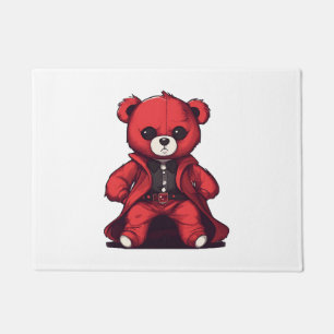 Paillasson Joli ours en peluche rouge garçon