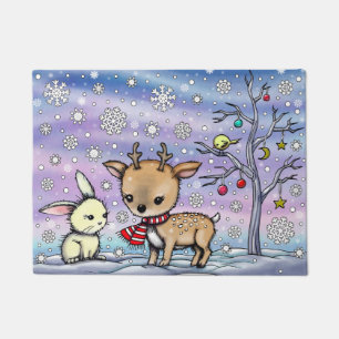Paillasson Joli petit cerf et lapin illustrés