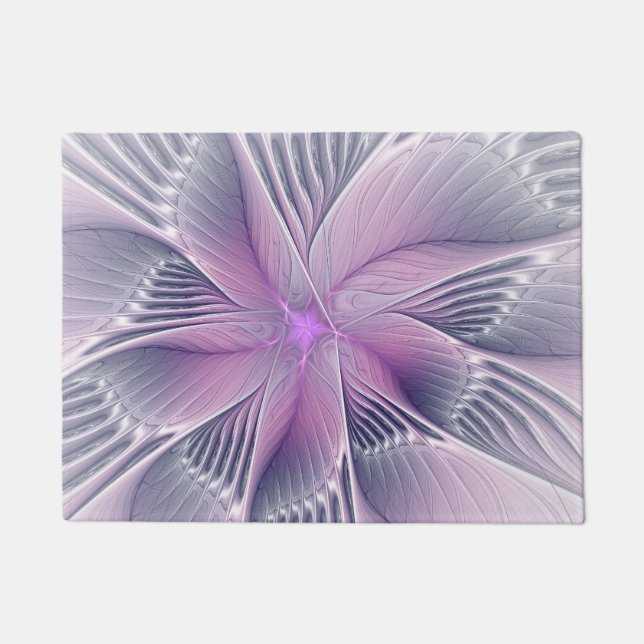 Paillasson Joli rose Fleur Moderne Abstrait Fractal Art (Devant)