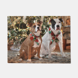 Paillasson Joli Secourt de Noël Pitbull et America Bull Dog