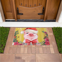 Jolie Aquarelle Piglet Joyeux Cochon de Noël