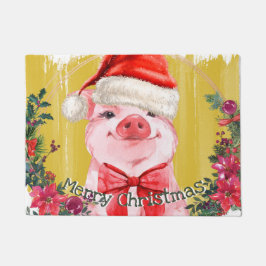 Paillasson Jolie Aquarelle Piglet Joyeux Cochon de Noël