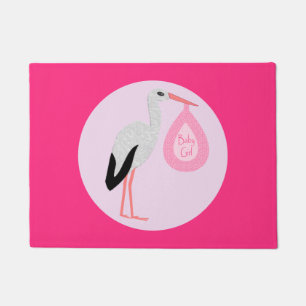 Paillasson Jolie chatte rose bébé fille Stork