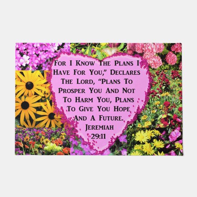 PAILLASSON JOLIE FLORALE JEREMIAH 29:11 BIBLE (Devant)