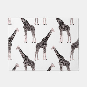 Paillasson Jolie Giraffe noire blanche rose