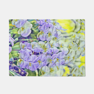 Paillasson Jolie orchidée jaune violet fleurs aquarelle