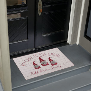 Paillasson Jolis nains de Noël en faux bois rustique pour la