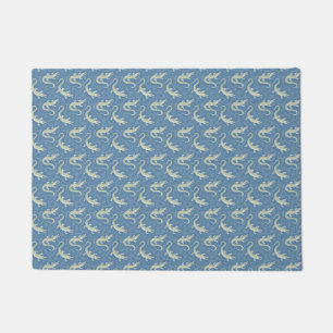 Paillasson Jouer Alligator Vert Paisley sur Bleu