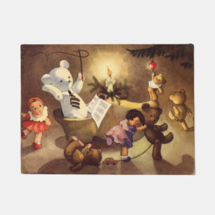 Paillasson Jouets de Noël vintage, poupées dansantes, ours en