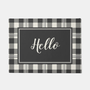 Paillasson Joueur Bonjour Buffalo Plaid Doormat Design