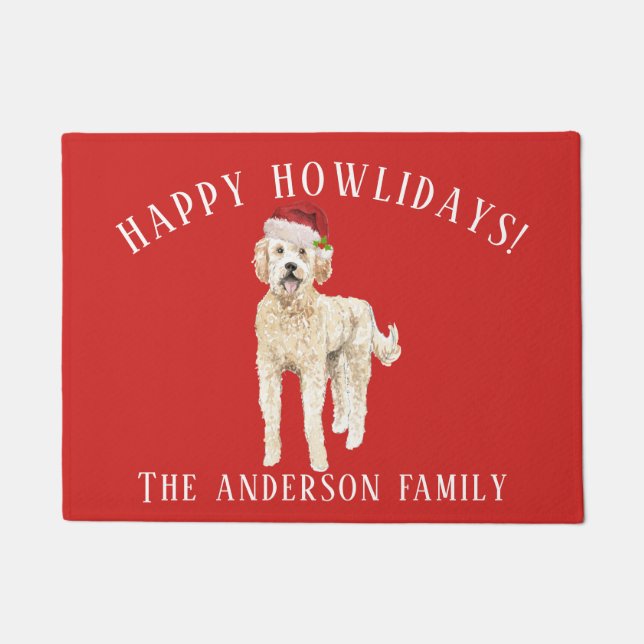 Paillasson Jour de Noël du chien de caniche d'or (Devant)