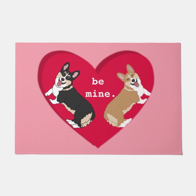 Paillasson Jour des Valentines Corgi (Devant)