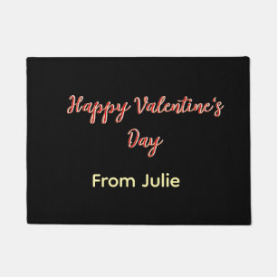 Paillasson Joyeuse Saint-Valentin rouge noir de nom stylé
