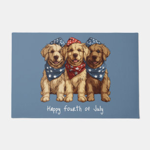Paillasson Joyeux 4 Juillet Chiens De Rétritrice D'Or