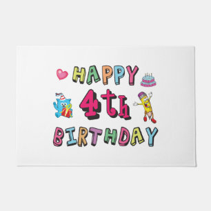 Paillasson Joyeux 4e anniversaire. 4 ans b-jour.