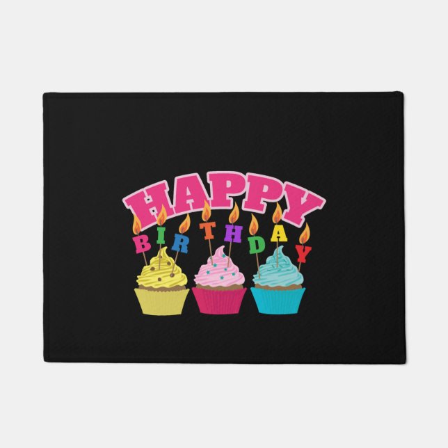 Paillasson Joyeux Anniversaire bougies Cupcakes (Devant)