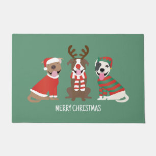 Paillasson Joyeux Chiens taureaux de marque de Noël