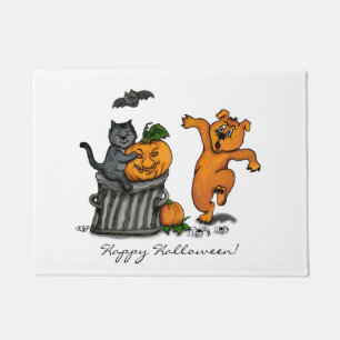 Paillasson Joyeux Halloween ! Chien et araignée de chauve-sou