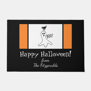 Paillasson Joyeux Halloween Citation de famille Fantôme, Chat