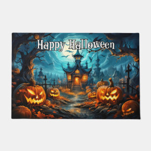 Paillasson Joyeux Halloween   Citrouilles Éffrayants d'éclair