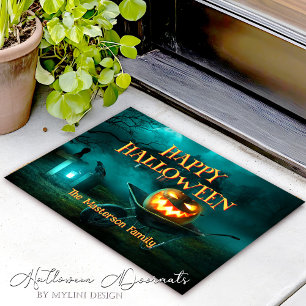 Paillasson Joyeux Halloween Éffrayant Citrouille personnalisé