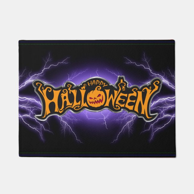 Paillasson Joyeux Halloween Ruby Eyed Citrouille Purple Light (Devant)