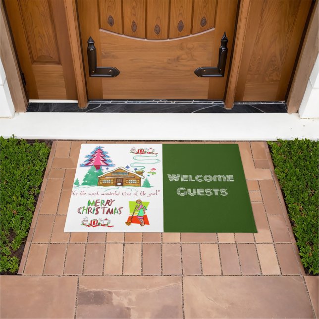 Paillasson Joyeux nettoyage de Noël Lady Matt Doormat (De plein air)
