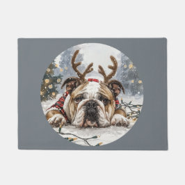 Paillasson Joyeux Noël anglais Bulldog Reindeer
