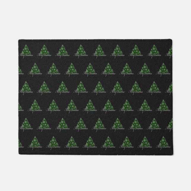 Paillasson Joyeux Noël Arbre Motif Vert Vacances (Devant)