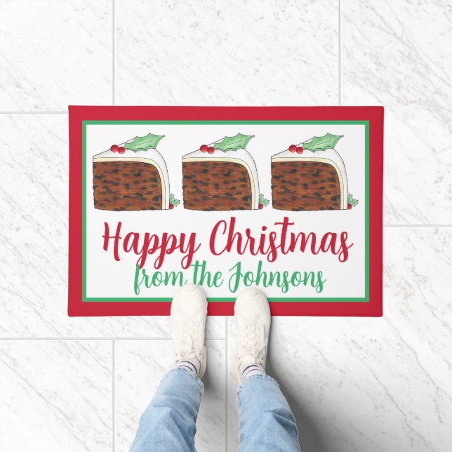 Paillasson Joyeux Noël britannique British Cake Slice Festive (Intérieur)