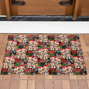 Paillasson Joyeux Noël Chapeau de Père Noël Design Chien - No
