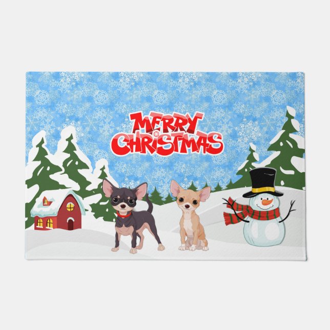 Paillasson Joyeux Noël Chihuahuas (Devant)