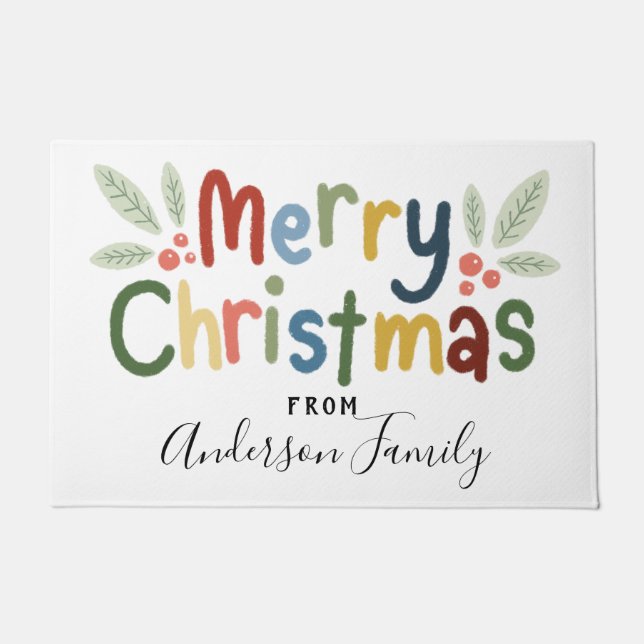 Paillasson Joyeux Noël coloré Famille (Devant)