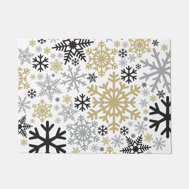 Paillasson Joyeux Noël hiver Motif de flocon de neige (Devant)