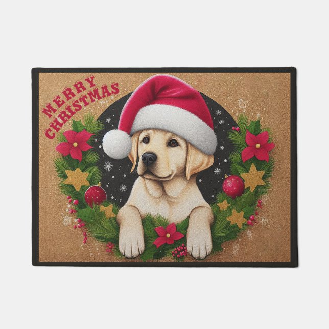 Paillasson Joyeux Noël Labrador Retriever Dog Xmas (Devant)