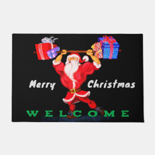 Paillasson Joyeux Noël Panier de bienvenue Père Noël avec cad