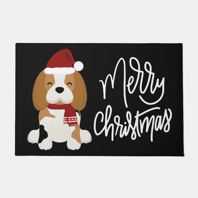 Paillasson Joyeux Noël | Père Noël Beagle (Devant)
