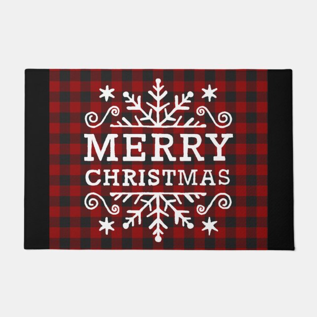 Paillasson Joyeux Noël plaid (Devant)