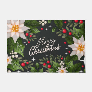 Paillasson Joyeux Noël Poinsettias