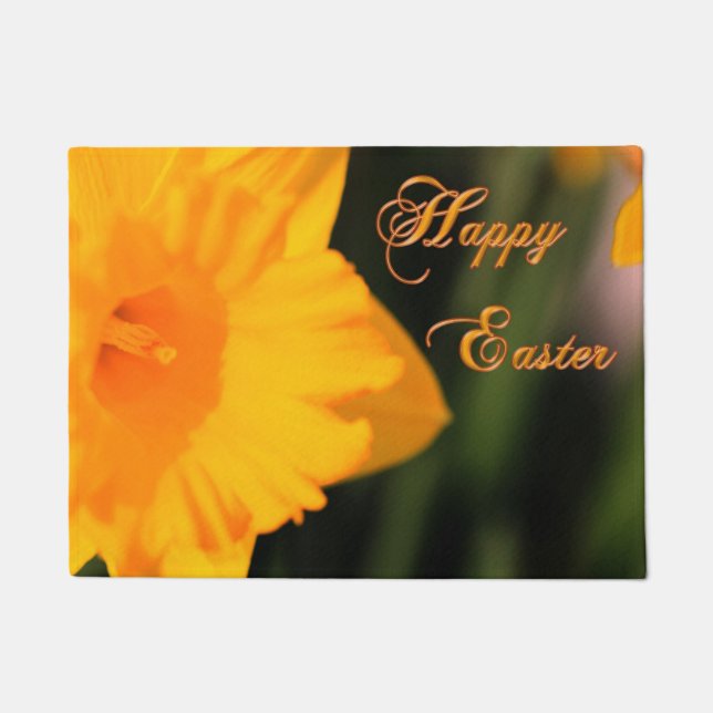 Paillasson Joyeux Pâques Jaune Printemps Daffodil Fleur (Devant)