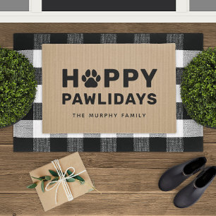 Paillasson Joyeux Pawlidays Black and Tan Custom Chig Nom Por