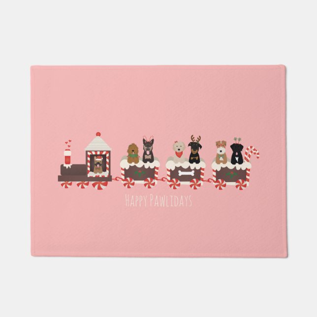Paillasson Joyeux Pawlidays Chien Noël Train de vacances (Devant)