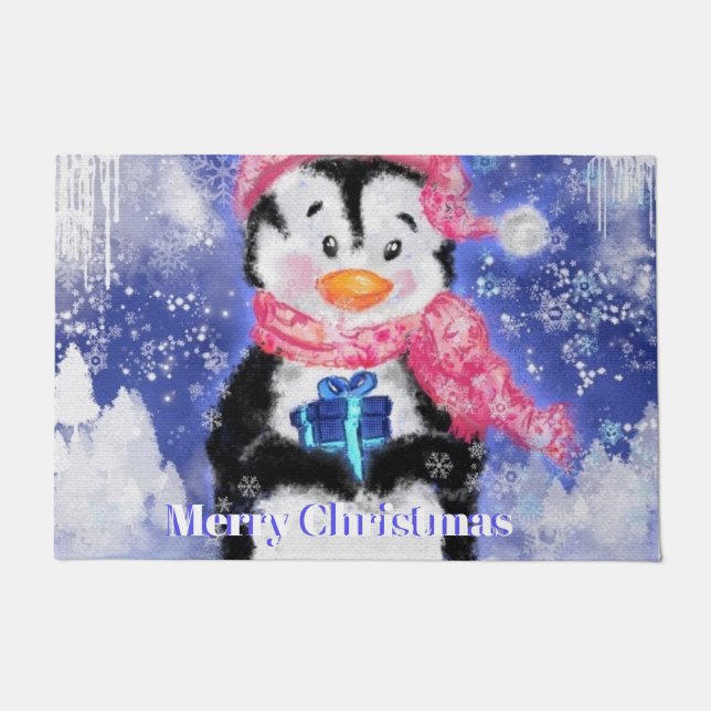 Paillasson Joyeux pingouin - Noël - (Devant)